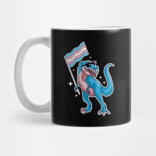 Transgender Dinosaur Trans Pride TRex Waving the Trans Flag Mug